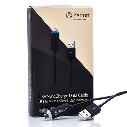 Кабель Zetton MicroUSB LED-1